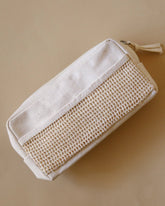 Eco-friendly, handmade Organic Pouch made from organic fabric with a delicate netting detail. Versatile and sustainable.
