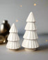 White ceramic tree ornament with a reactive glaze finish. An elegant addition to any minimalist or modern Christmas decor.