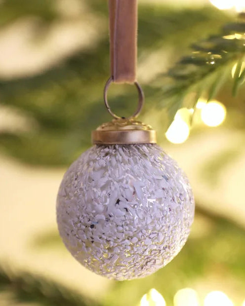 White Mottled Textured Bauble - Benny and Mollie