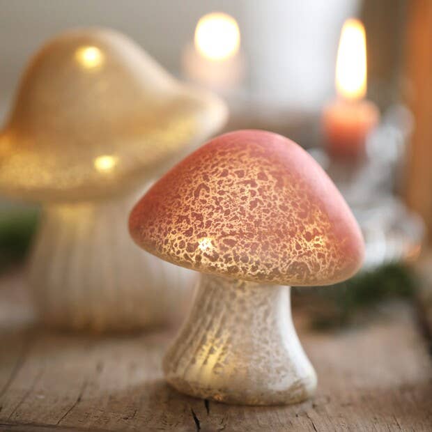 Pink Glass Mushroom Light - Small