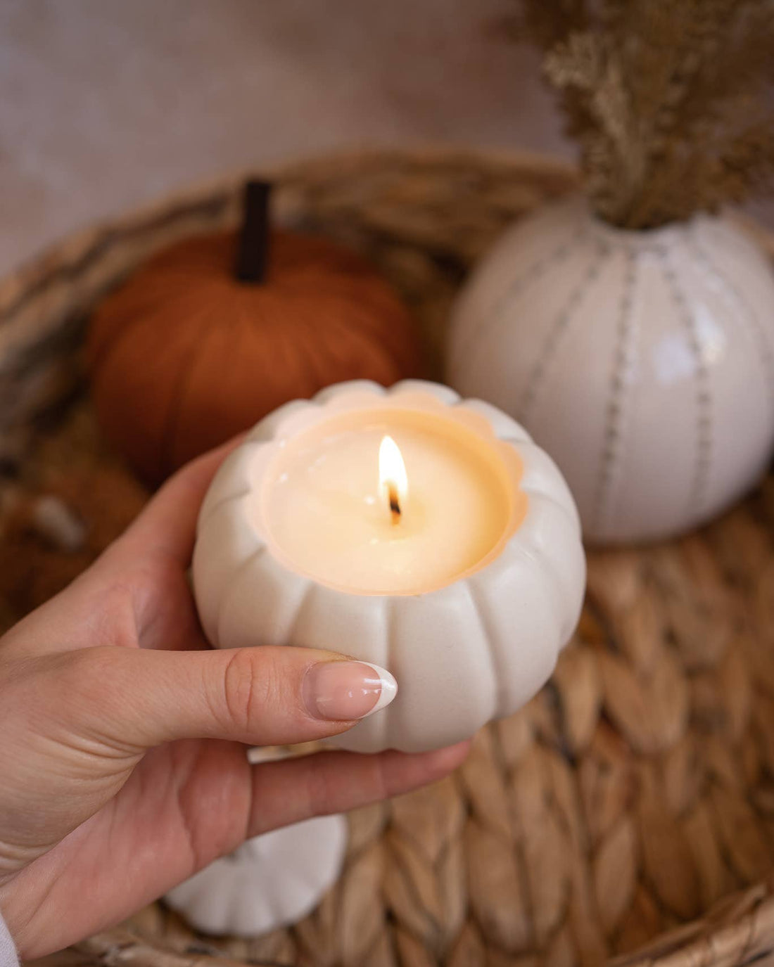 Apple &amp; Fig Scented Pumpkin Candle