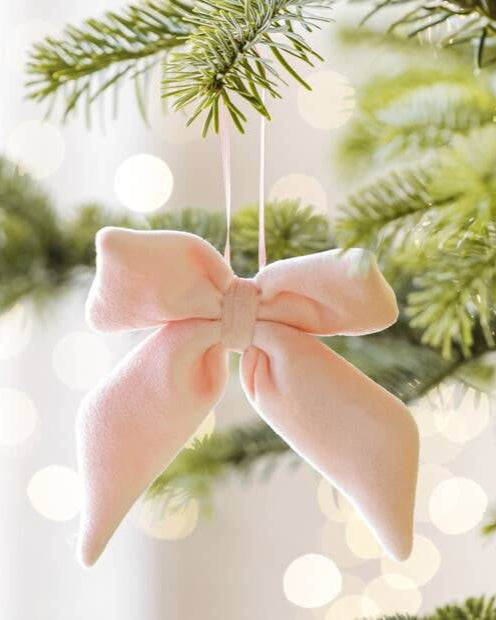 Hanging Pink Velvet Bow Decoration