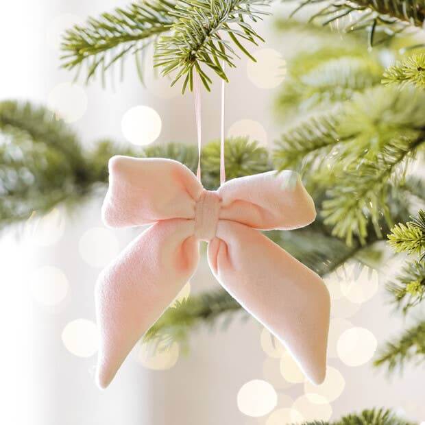 Hanging Pink Velvet Bow Decoration