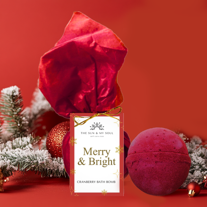 Luxury Merry &amp; Bright Christmas Bath Bomb⎜Cranberry Scent