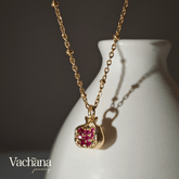 Deep Pink Pomegranate Cubic Zirconia Necklace