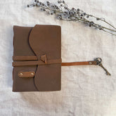 A5 Leather Bound Journal with Handmade Paper and Key Closure - Benny and Mollie