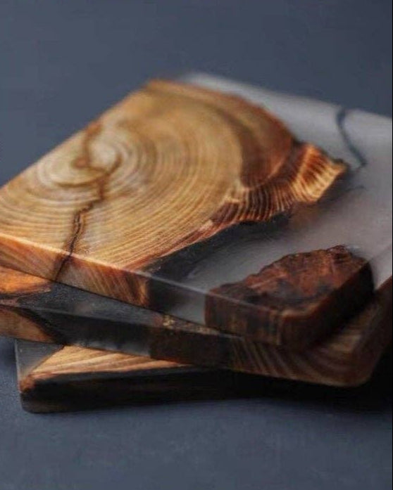 Handmade Cedar Wooden Resin Coaster - Set