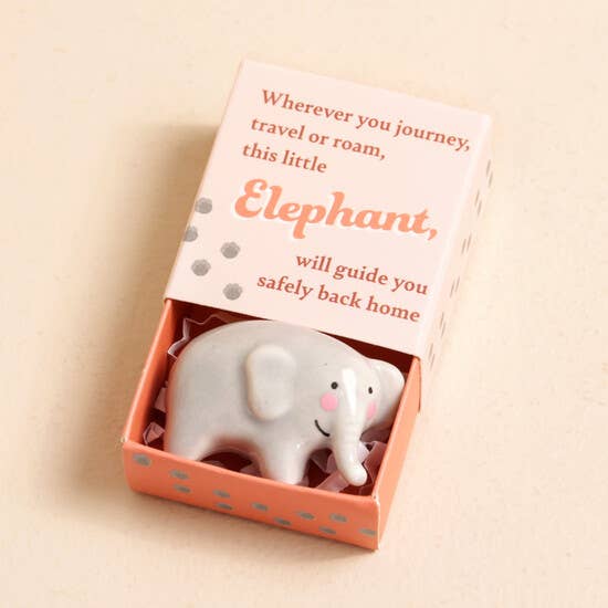 Elephant Tiny Matchbox Ceramic Token