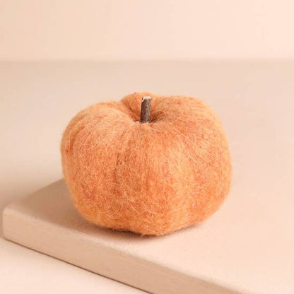 Mini Green &amp; Orange Felt Pumpkin Ornaments