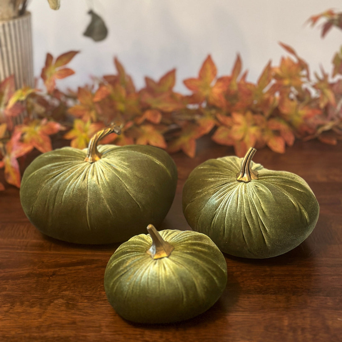 Olive Green Luxury Velvet Pumpkins