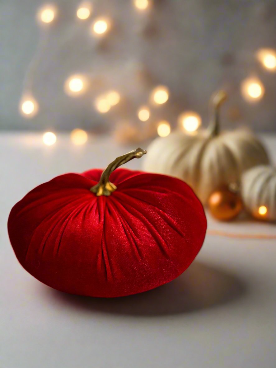 Christmas Red Luxury Velvet Pumpkins