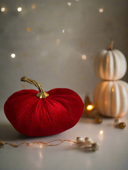 Christmas Red Luxury Velvet Pumpkins