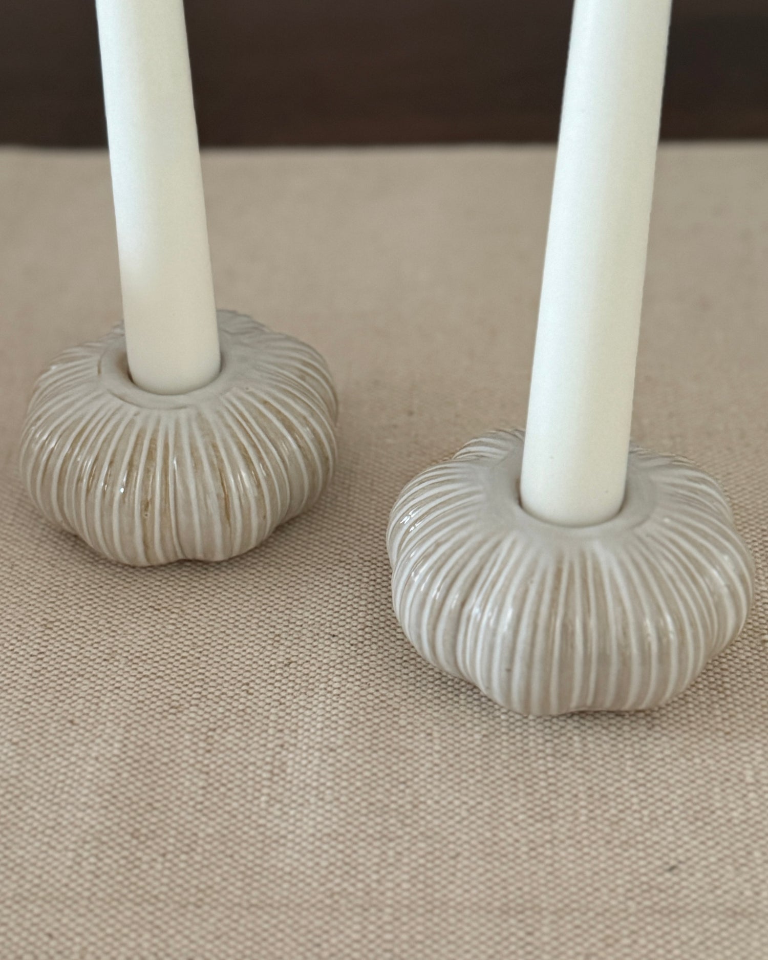 Ceramic Pumpkin Candle Holders Set of Two