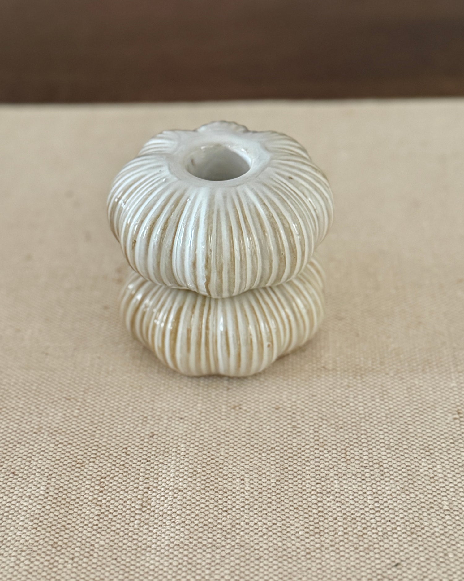 Ceramic Pumpkin Candle Holders Set of Two