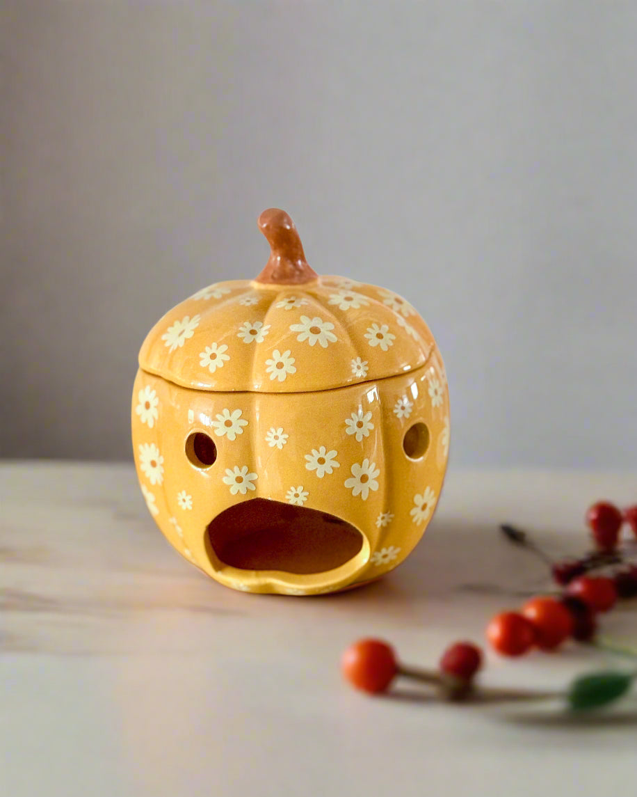 Groovy Floral Pumpkin Oil Burner
