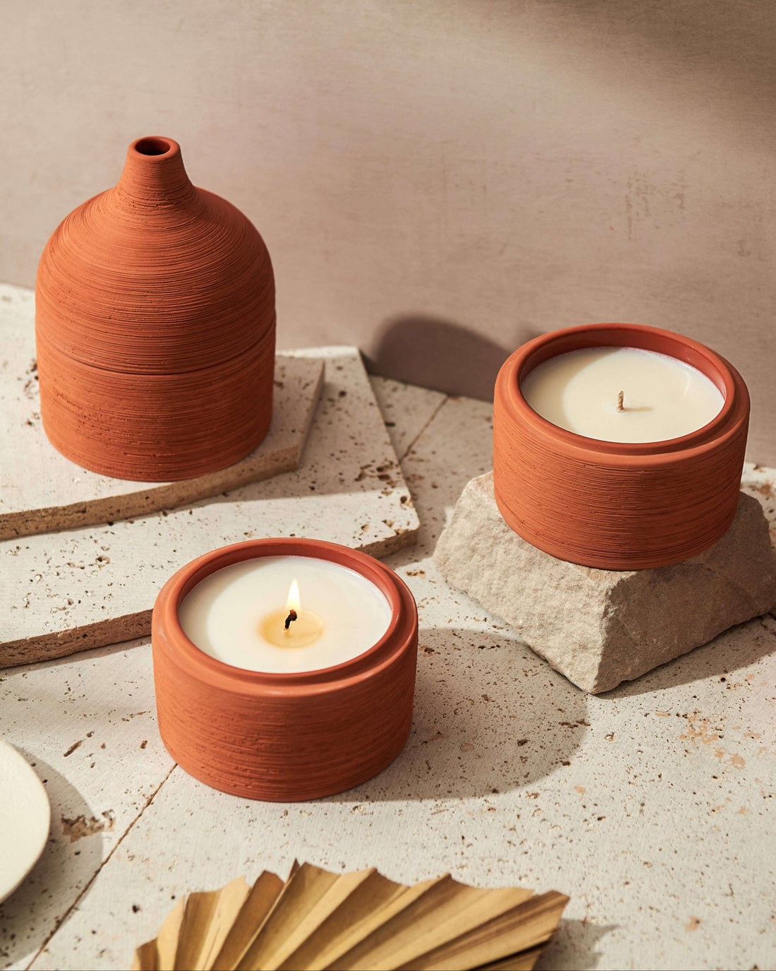 Moroccan Amber & Orris Root Textured Terracotta Candles
