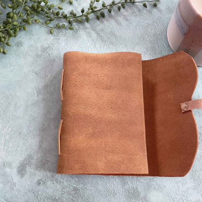 A6 Handmade Leather Notebook in Gift Bag - Tan - Benny and Mollie