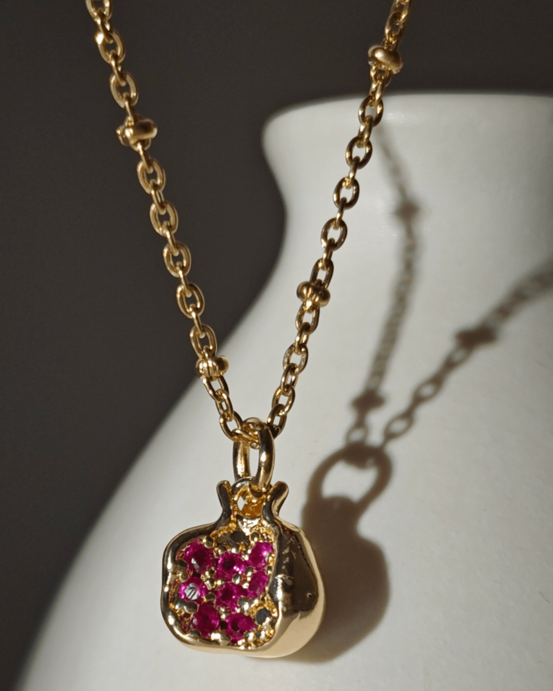 Deep Pink Pomegranate Cubic Zirconia Necklace