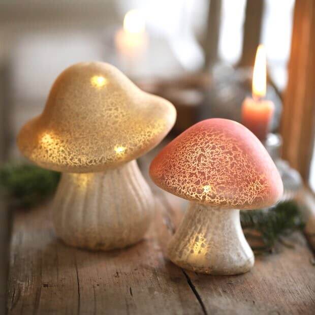 Neutral Glass Mushroom Light - Medium