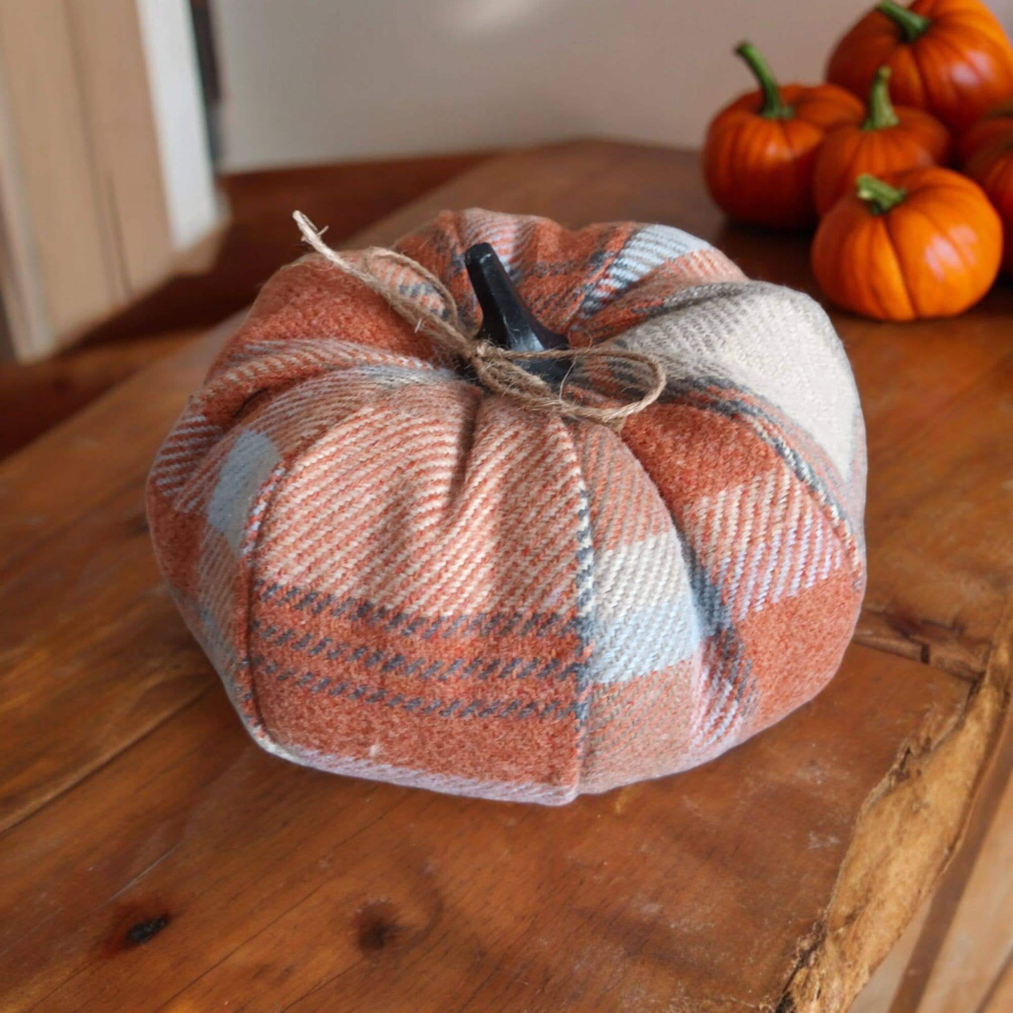 Balmoral Orange Check Fabric Pumpkins - Benny and Mollie