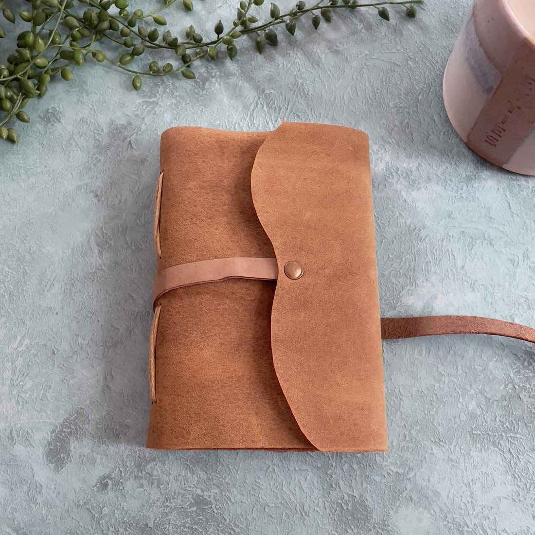A6 Handmade Leather Notebook in Gift Bag - Tan - Benny and Mollie