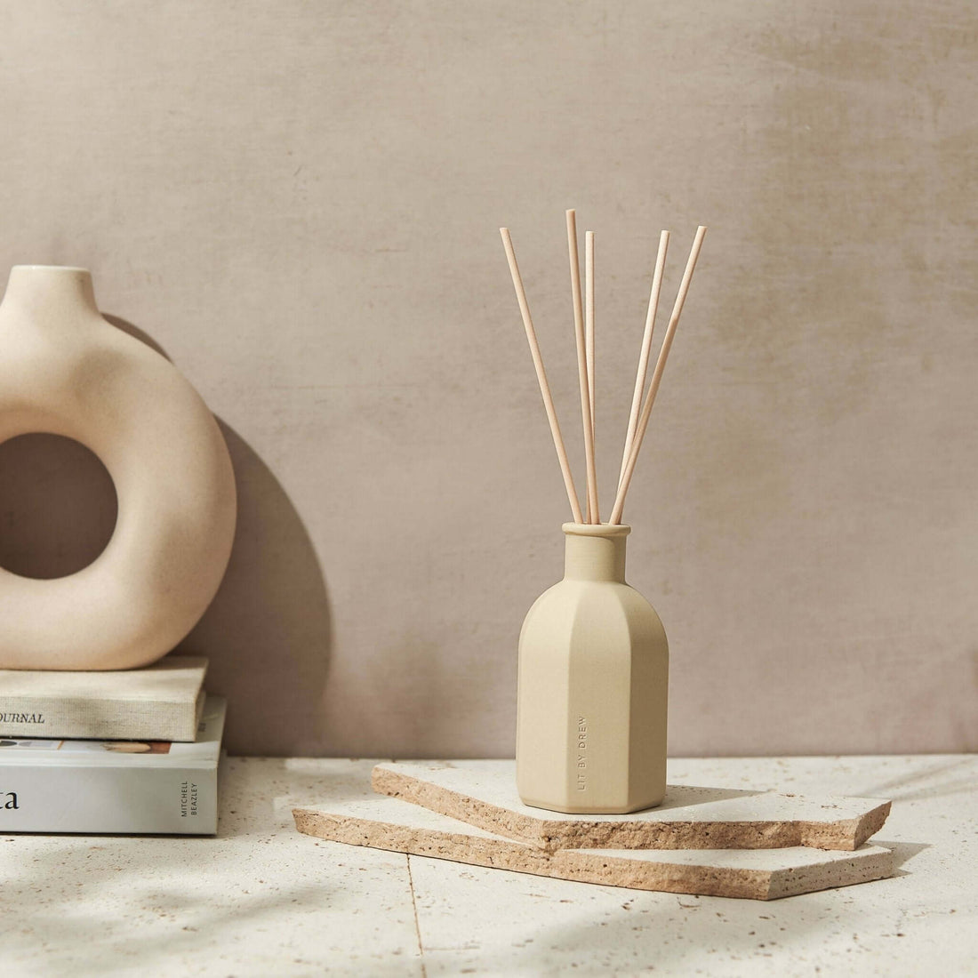 Beige Myrrh &amp; Tonka Ceramic Reed Diffuser