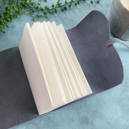 A6 Handmade Leather Notebook in Gift Bag - Navy - Benny and Mollie