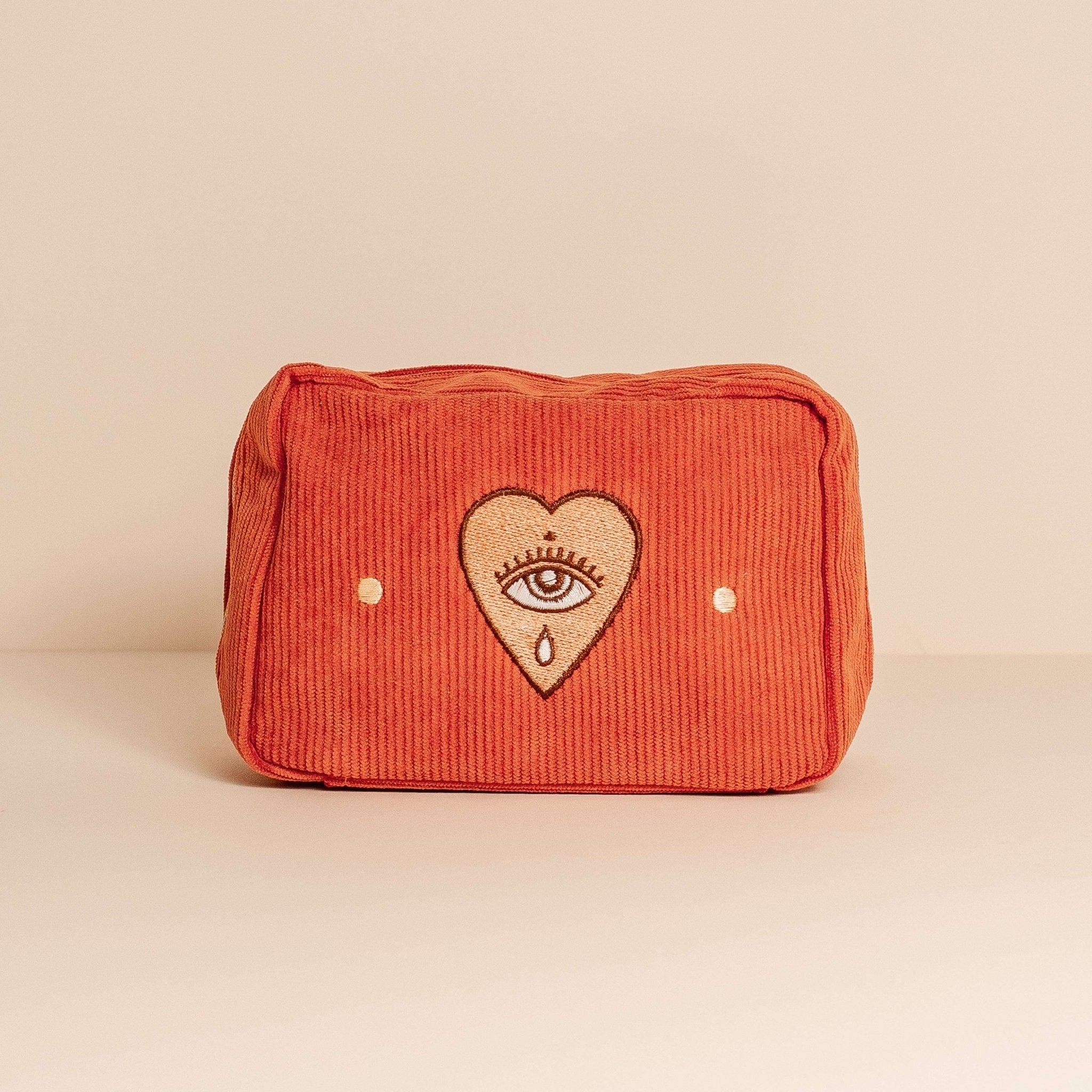 Corduroy Makeup Bag in Rust - Benny and Mollie