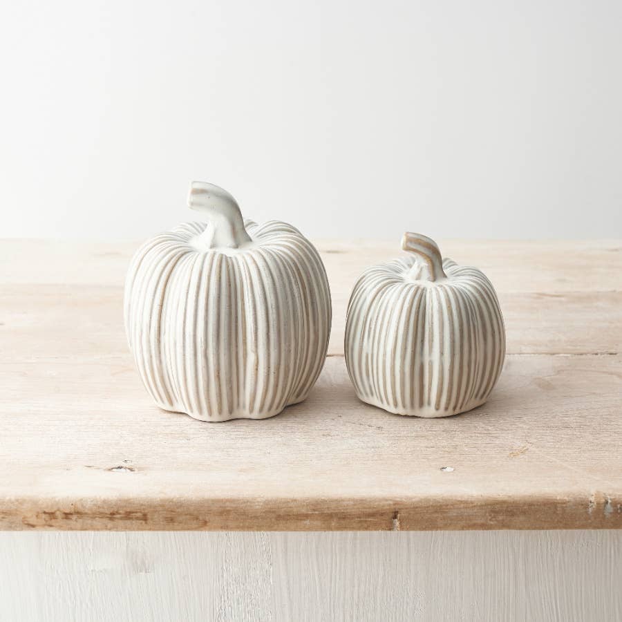 Cream Ceramic Pumpkin - Benny and Mollie