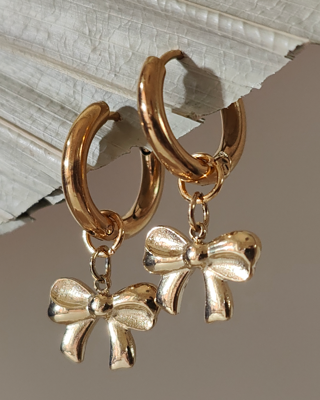 Minimalist Stainless Steel Bow Huggie Hoop Earrings - Benny and Mollie