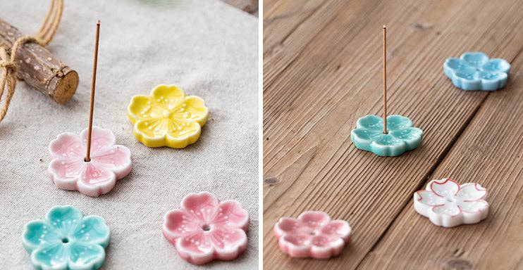 Handmade Ceramic Flower Ornament | Incense Holder