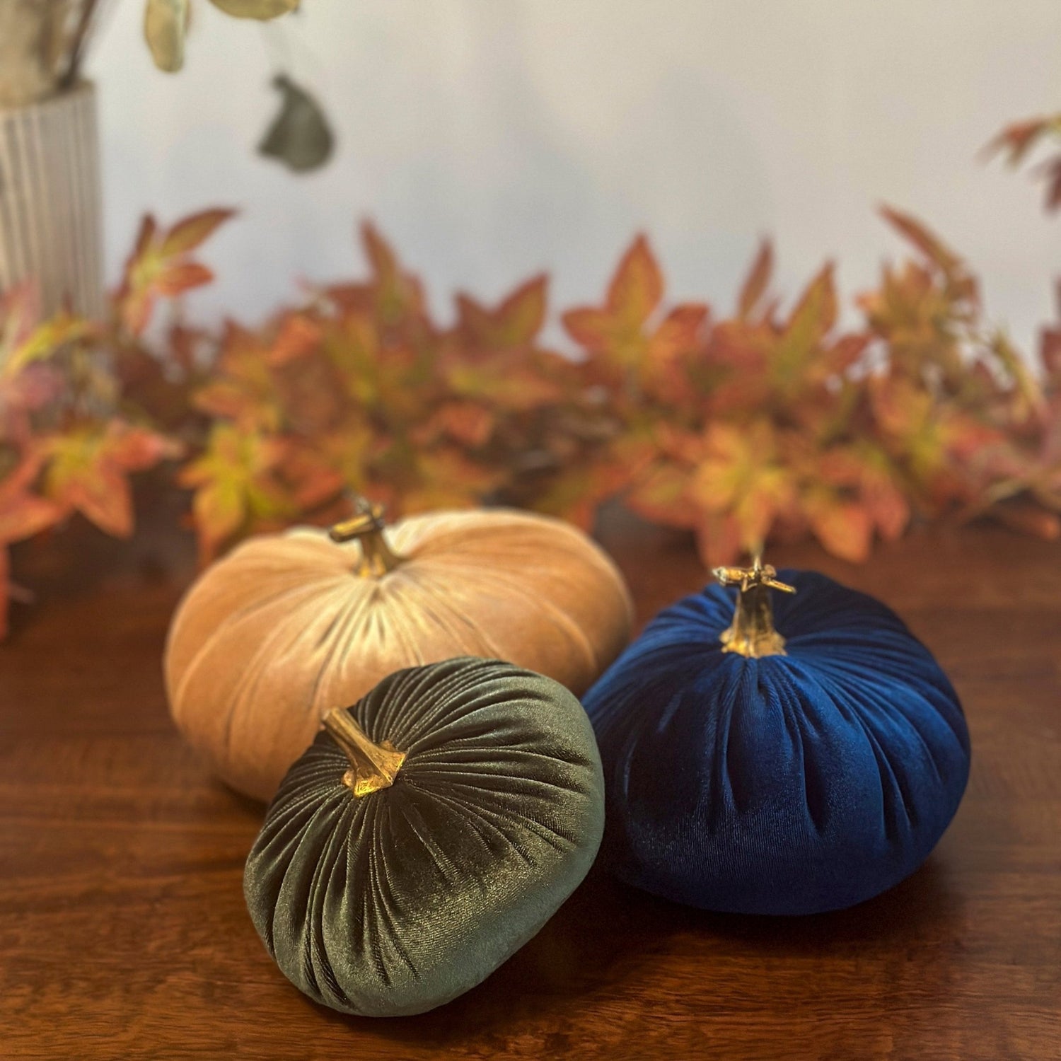 Deep Moss Luxury Velvet Pumpkins - Benny and Mollie