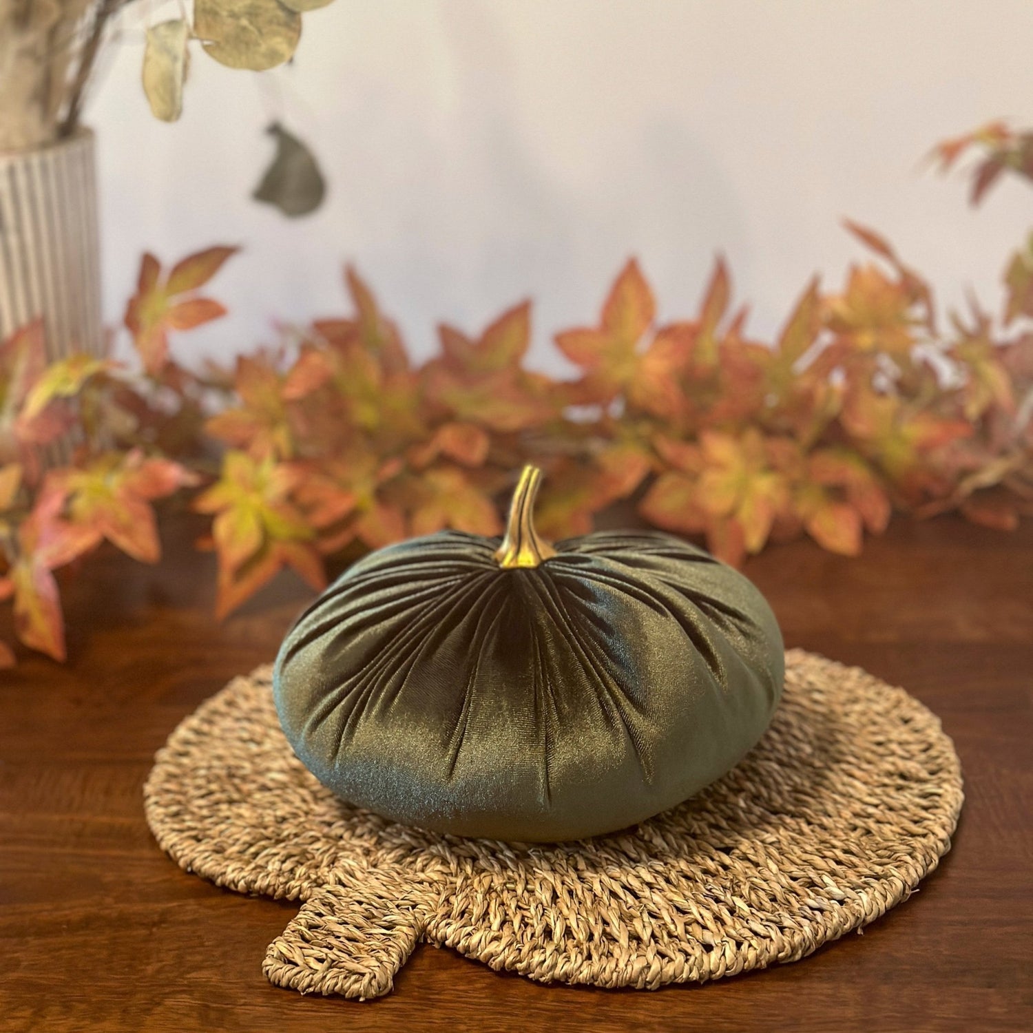 Deep Moss Luxury Velvet Pumpkins - Benny and Mollie