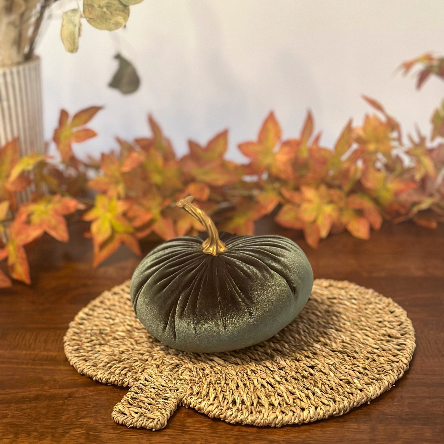 Deep Moss Luxury Velvet Pumpkins - Benny and Mollie