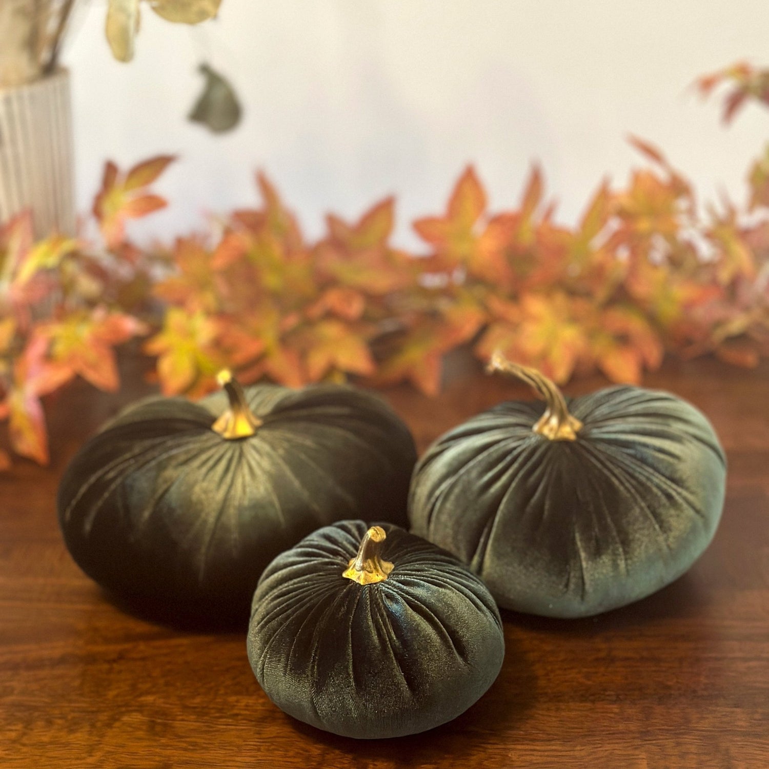 Deep Moss Luxury Velvet Pumpkins - Benny and Mollie