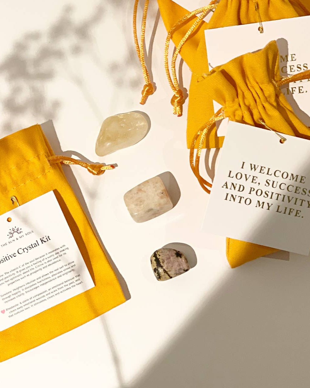 Positive Crystal Kits - Citrine, Sunstone, Rhodonite
