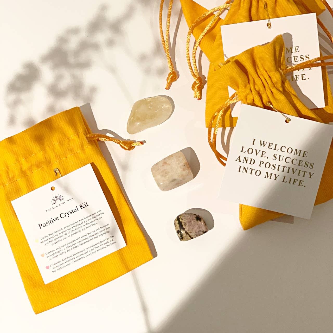 Positive Crystal Kit⎜Citrine, Sunstone, Rhodonite