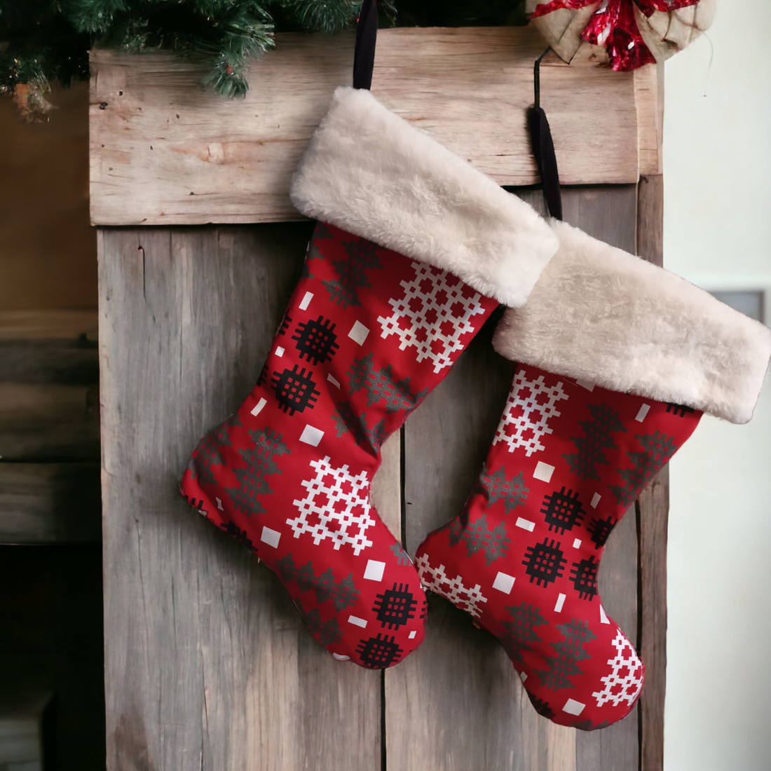 Red Welsh Tapestry Christmas Stocking