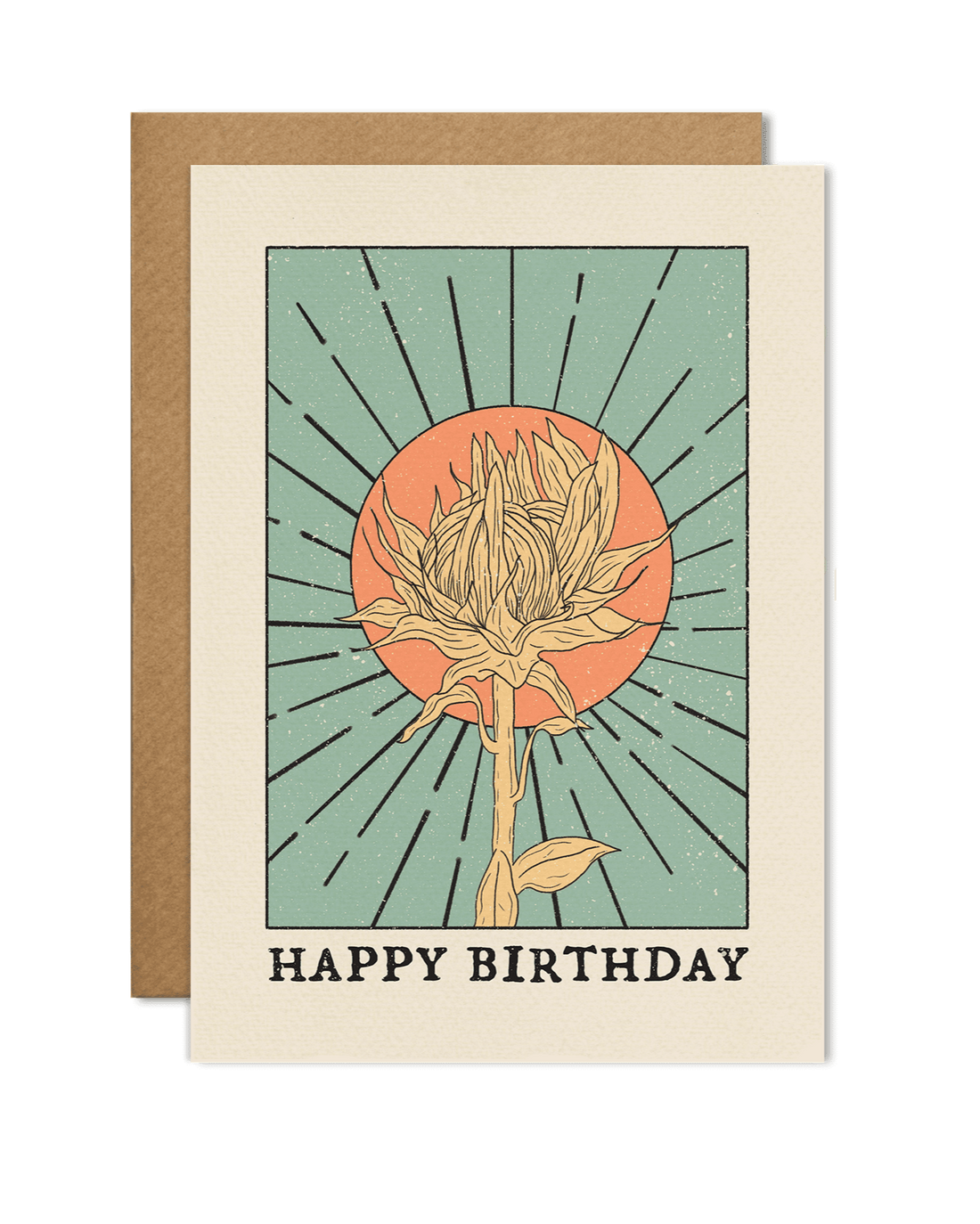 Happy Birthday Card with Flower Illustration