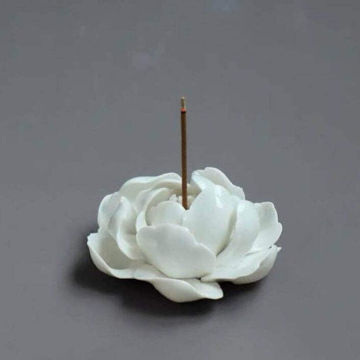 White Handmade Lotus Incense Holder