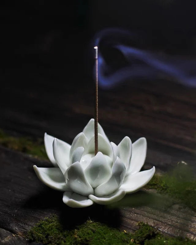 Handmade Ceramic Open Lotus Incense Holder - Benny and Mollie