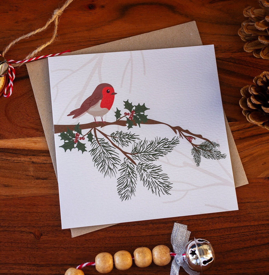 Robin on a Branch Christmas Card - Benny and Mollie