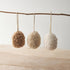 Set of three neutral hanging egg ornaments made from sherpa fabric with jute string. Perfect for Easter decoration.